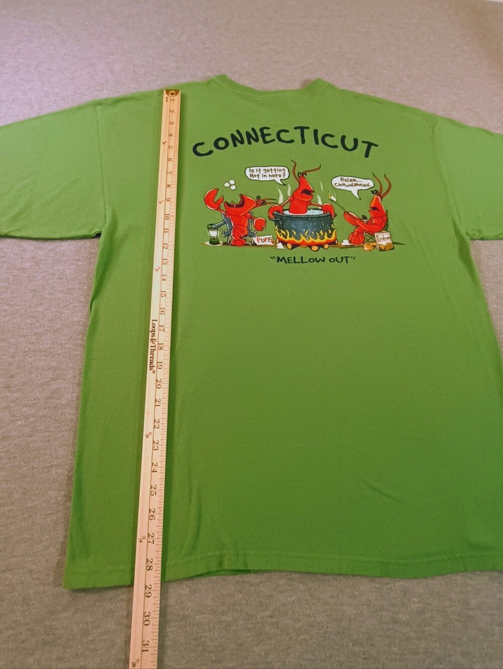 The Duck Co Connecticut Embroidered Lime Green Crewneck T-Shirt - Picture 7 of 7